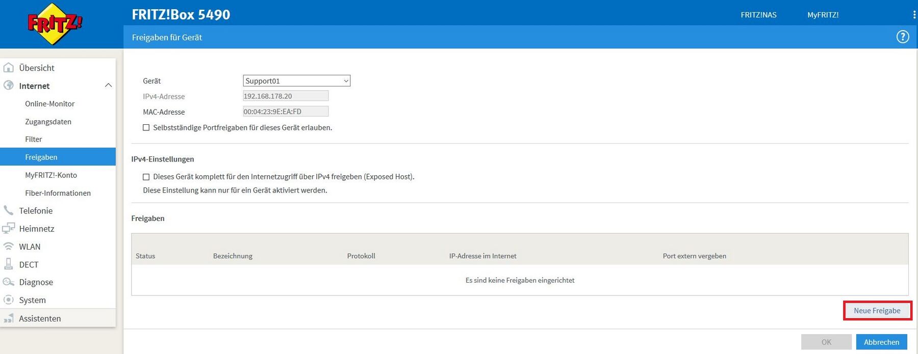 Internet Access/Router/Fritz!Box/Diverses/Portfreigabe einrichten auf ...