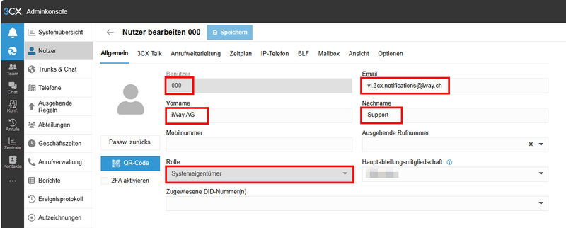 VoIP Telefonie/3CX/3CX-Upgrade auf V20/Systemeigentümer-Benutzer für ...