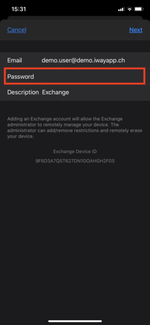 KB Mailhosting E-Mail Hosting Exchange Mail Konto auf dem iPhone einrichtenIMG 0127.PNG
