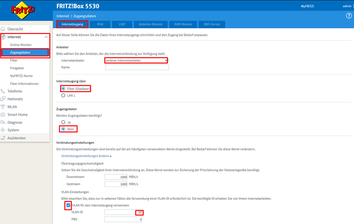 Glasfasernetz von Swisscom (Konfiguration - AON - DHCP) – iWay ...