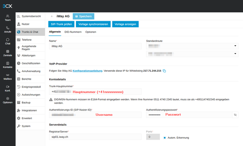Datei:VoIP Telefonie 3CX Einrichten iWay Business Trunk auf 3CX einrichten Minimaleinstellungen Trunk Registrierung 1792048977473.png